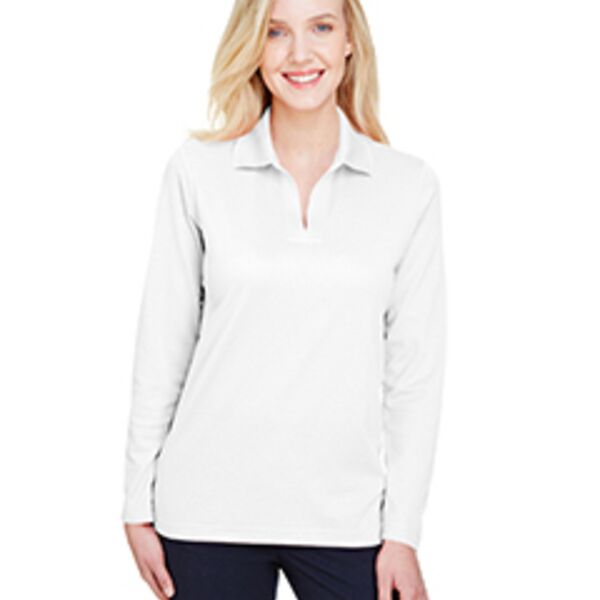 CrownLux Performance® Ladies' Plaited Long Sleeve Polo Thumbnail