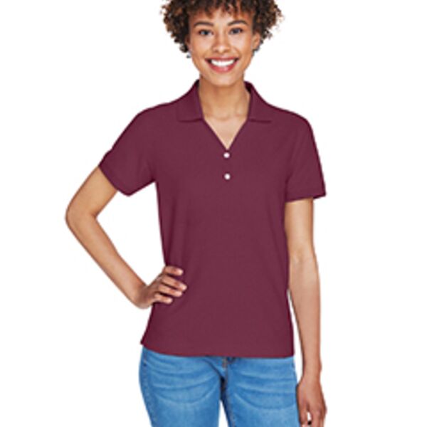 Ladies' Pima Piqué Short-Sleeve Y-Collar Polo T-Shirt Thumbnail